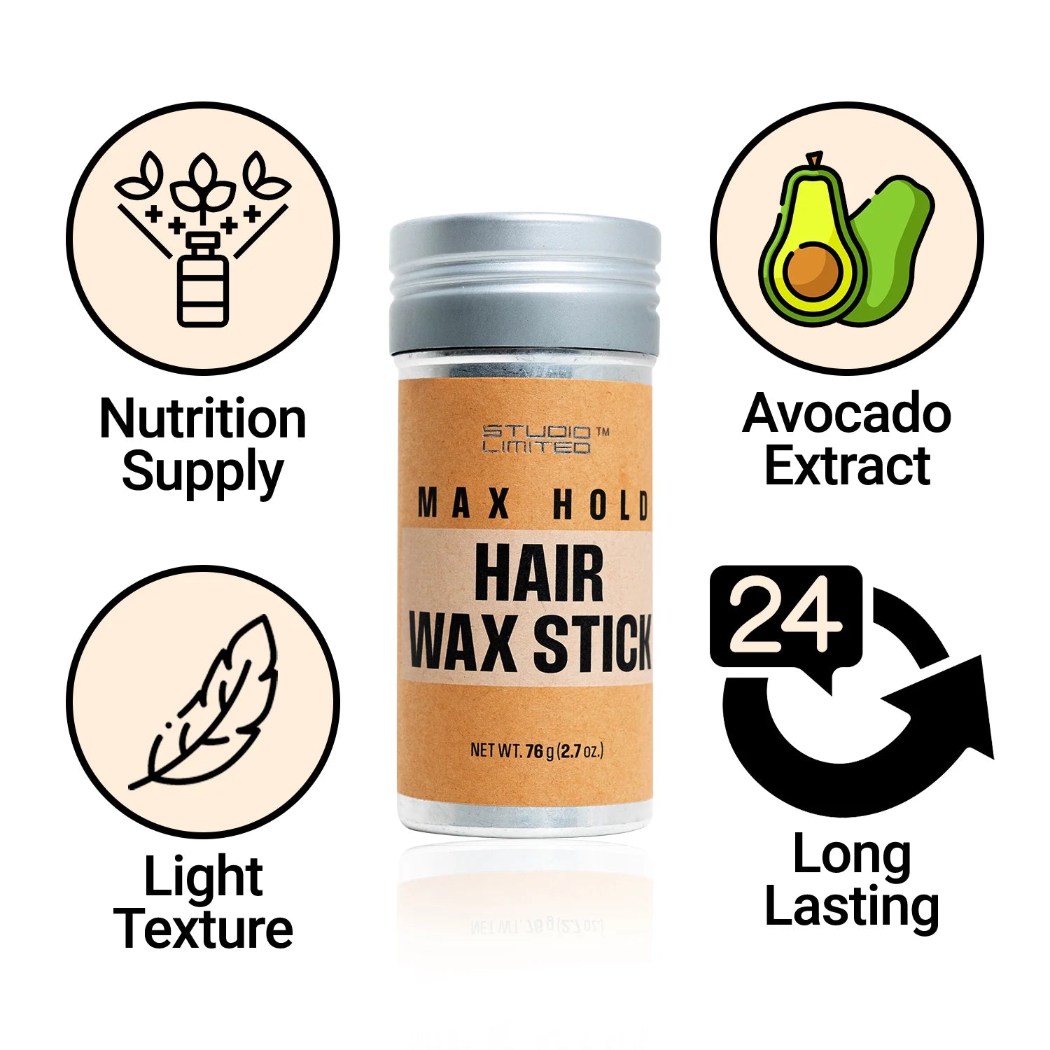 Studio Limited Hair Wax Stick Max Hold 2.7oz/ 76g - Ultimate Control, Strong Hold, Long-Lasting Styles