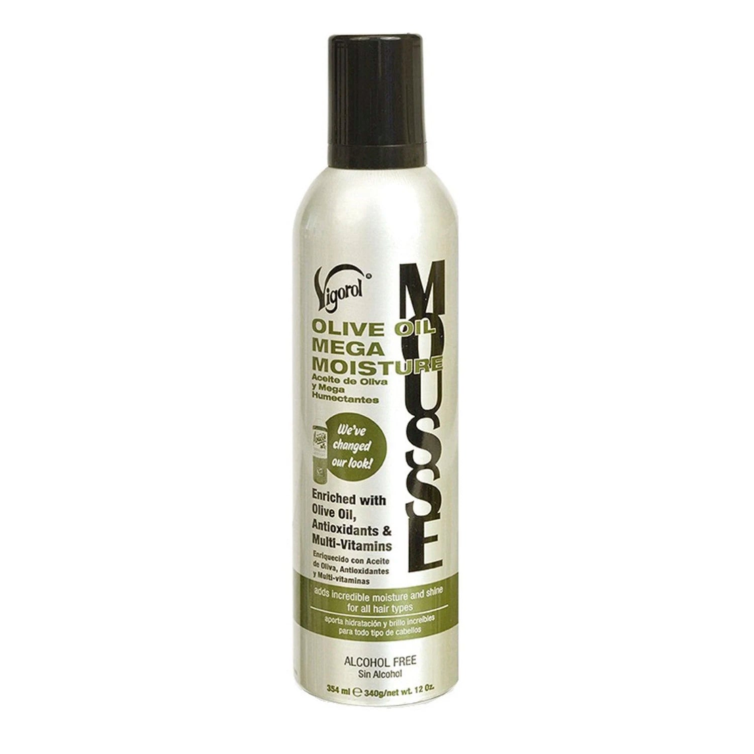 Vigorol Olive Oil Mega Moisture Foaming Mousse - Adds Shine, Locks in Moisture, Defines Curls