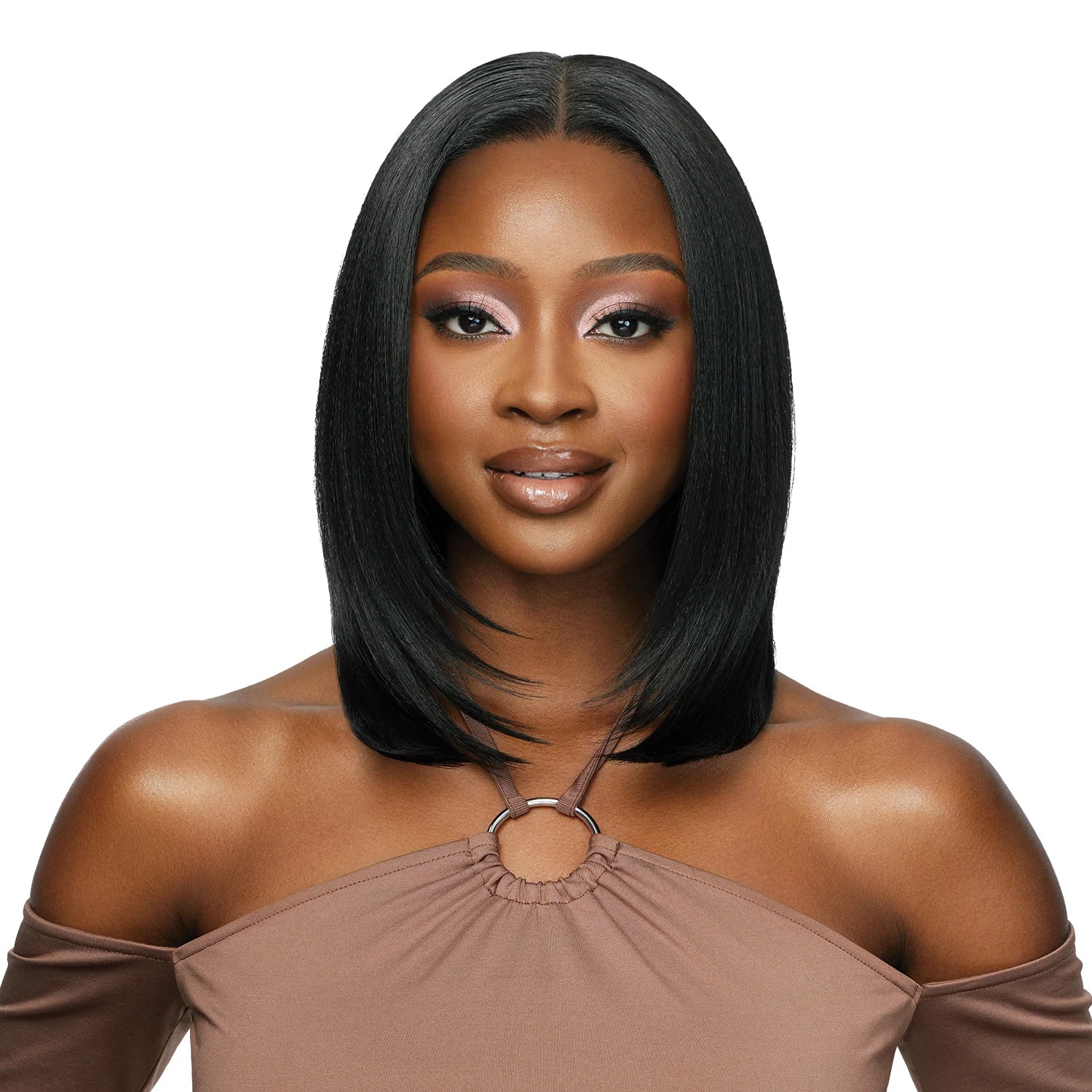Outre Human Hair Blend Glueless HD 5X5 Lace Closure Synthetic Wig HHB-Natrual Yaki 14"