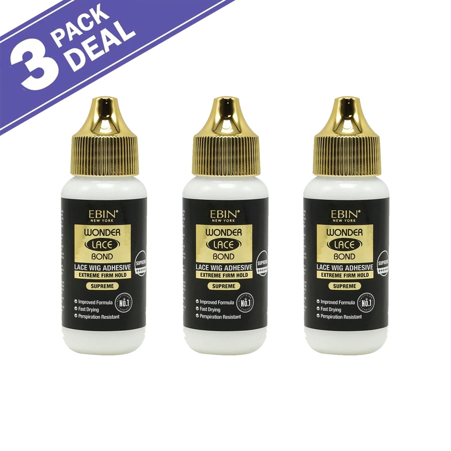 Ebin New York Wonder Lace Bond Lace Wig Adhesive Extreme Firm Hold Supreme 1.15oz - Ultra Strong, Ideal for Daily & All-Day Wear