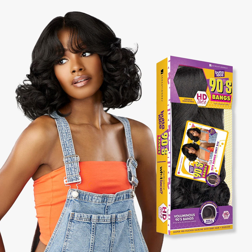 Sensationnel HD Lace Front Synthetic Wig Butta Lace Glueless 90'S Bangs Unit 914