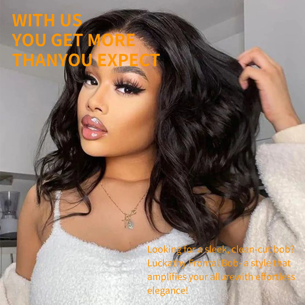 Brazilian Body Wave Short Bob Wigs 5x5 Transparent Lace Front Wig Human Hair Wigs Loose Body Wave Wig For Black Women 180%