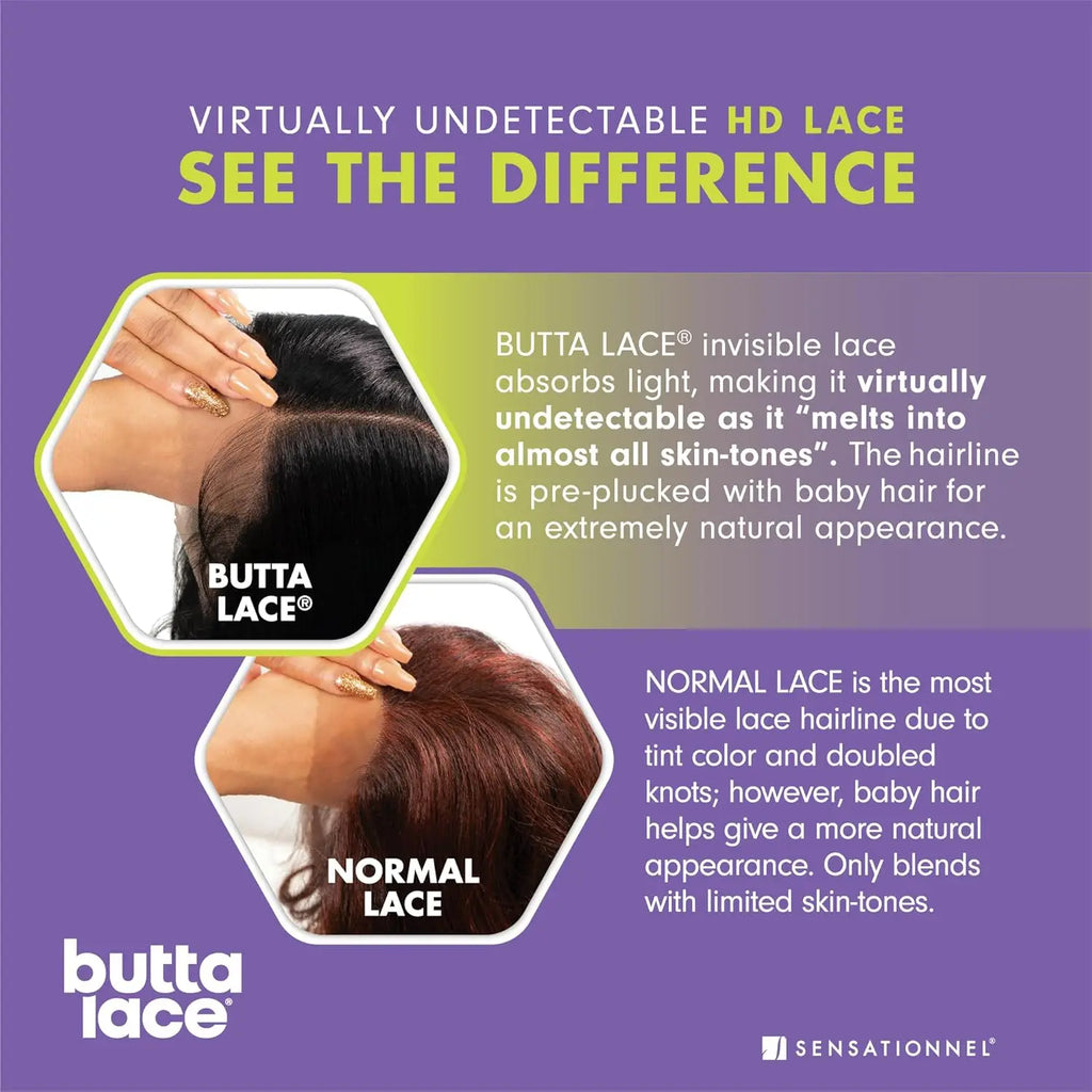 Sensationnel HD Lace Front Synthetic Wig Butta Lace Glueless Vintage Rider - Deep Wave, Crimp Curl