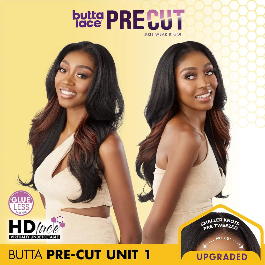 Sensationnel Butta Pre-Cut HD Lace Front Wig Glueless Unit 1 - Extra Wide Lace, Deep Part,  Smaller Knots, Wear and go