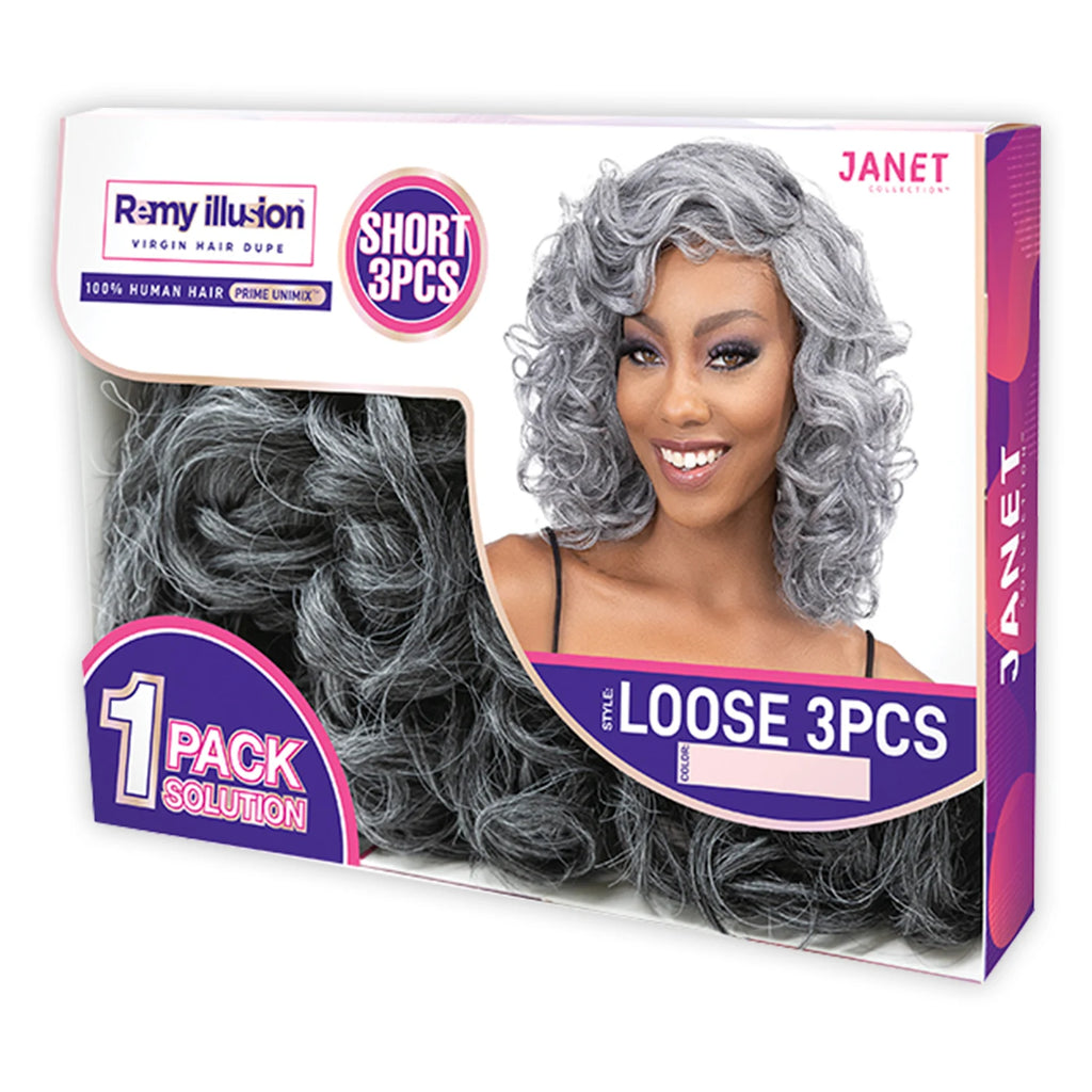 Janet Collection Human Hair Blend Synthetic Weave Remy Illusion Loose 3pcs