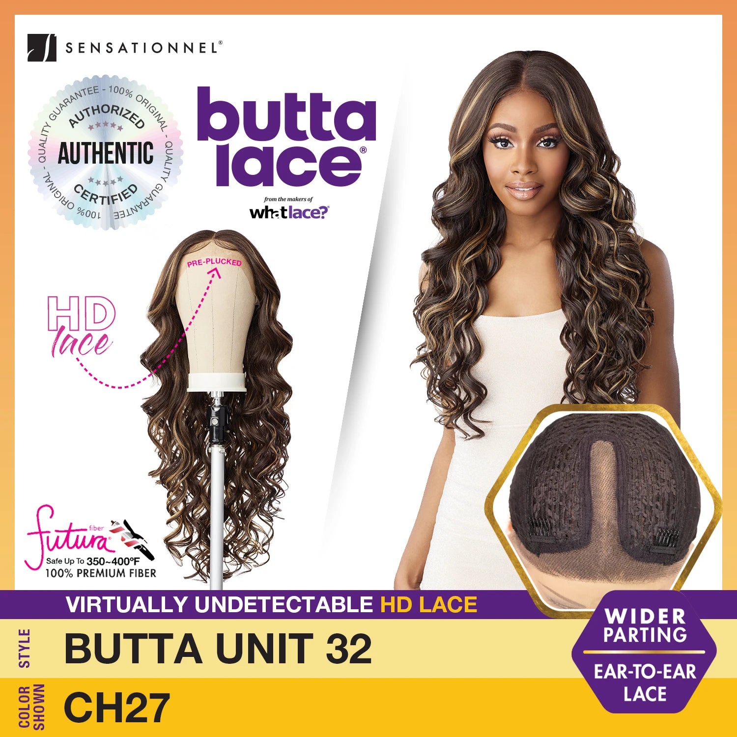 Sensationnel Butta Lace HD Lace Front Wig Unit 32 - Long, Realistic Hairline, Soft Waves, Easy to Style