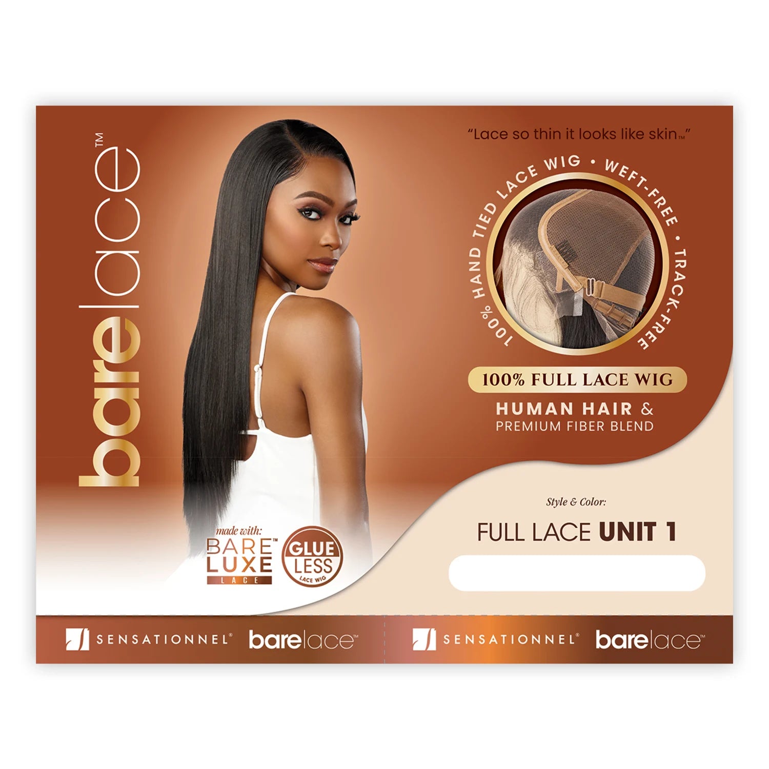 Sensationnel Human Hair Blend Synthetic Lace Front Wig BareLace Glueless Full Lace Unit 1