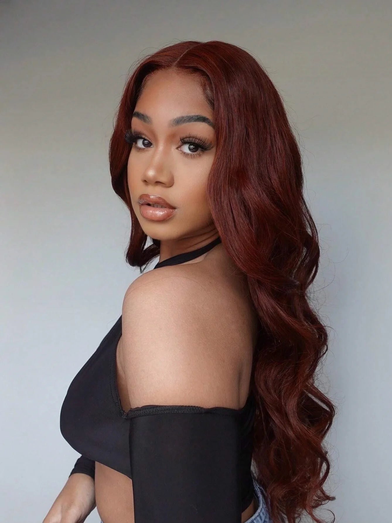 13x4 Auburn Colored Human Hair Lace Front Wigs Body Wave Glueless Wigs 180% Density Reddish Brown Lace Front Wigs 22 Inch