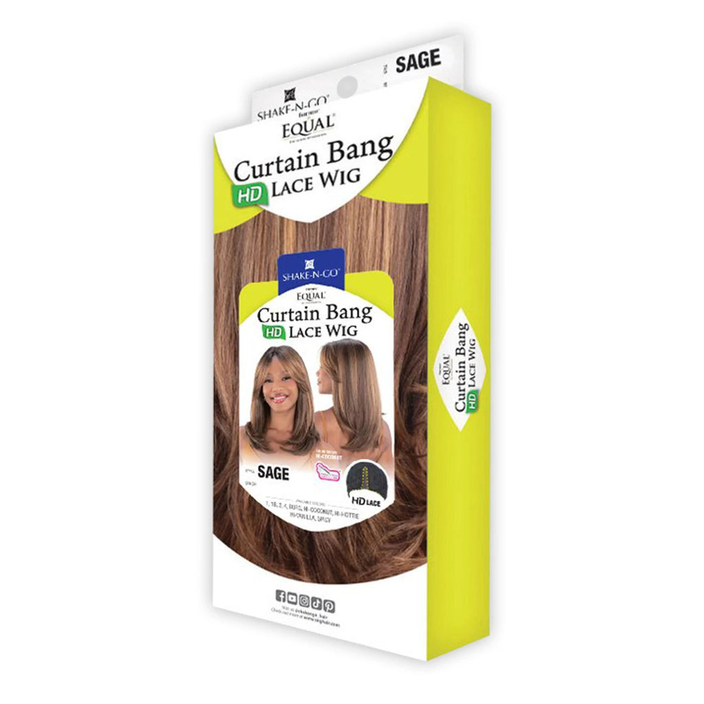 FreeTress Synthetic Equal Curtain Bang HD Lace Front Wig Sage