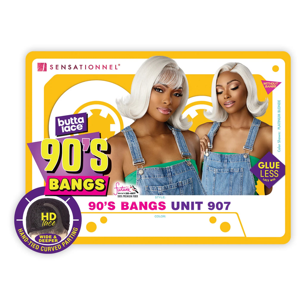 Sensationnel HD Lace Front Synthetic Wig Butta Lace Glueless 90'S Bangs Unit 907