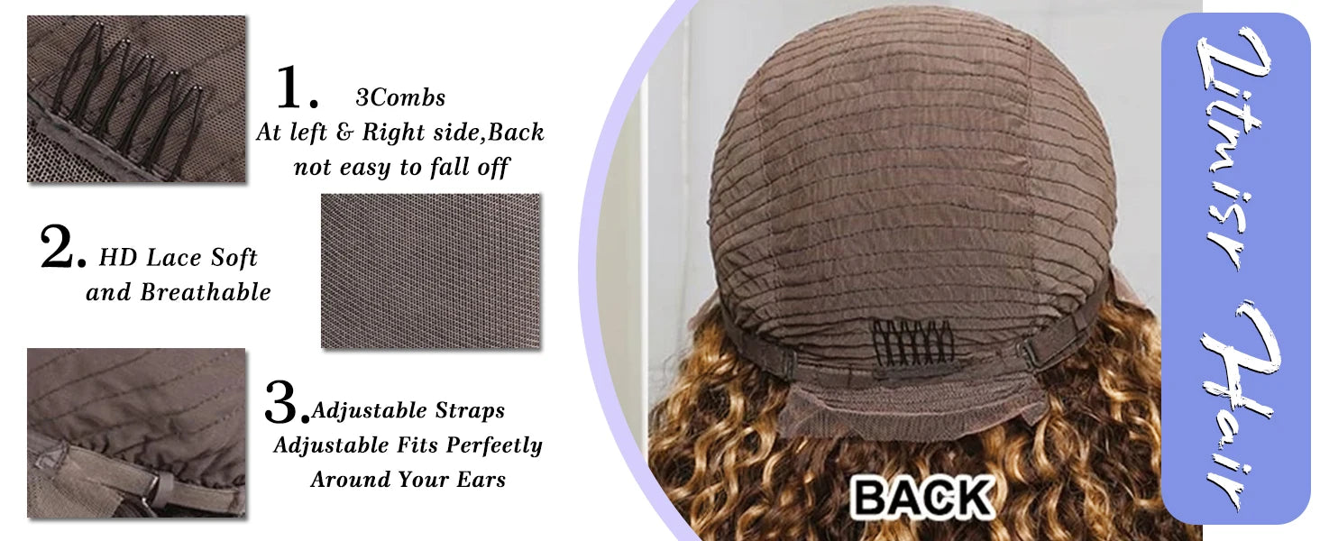 HD 13x6 Highlight Wig Human Hair Honey Blonde Brown Lace Front Wigs Deep Curly Human Hair Wig Water Wave 13x4 Lace Frontal Wig