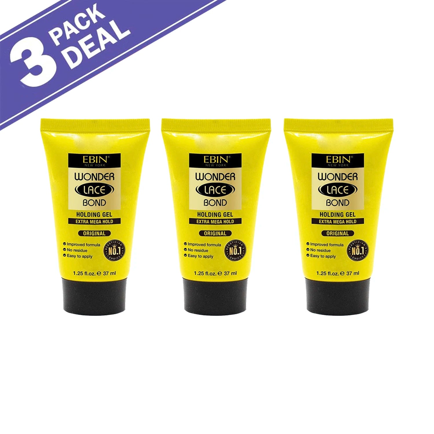 Ebin New York Wonder Lace Bond Holding Gel 1.25oz/ 37ml - Strong Hold, Quick-Drying, Ideal for Lace Wigs & Daily Styling