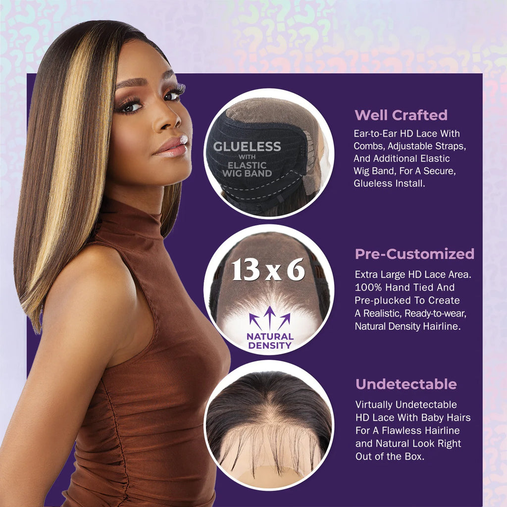 Sensationnel Cloud 9 What Lace Human Hair Blend HD Lace Front Wig Glueless 13X6 Shiyana 14" - Natural Look, Easy Wear