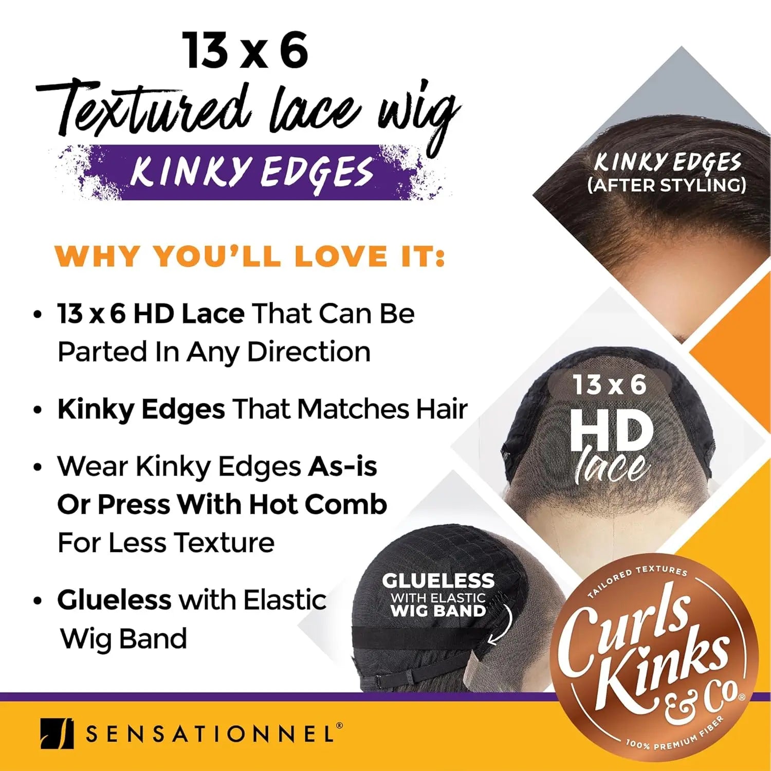 Sensationnel Curls Kinks N Co Glueless HD Lace Front Wig Kinky Edges 13X6 Kinky Layered Blow Out 22" - Loose Curl Style