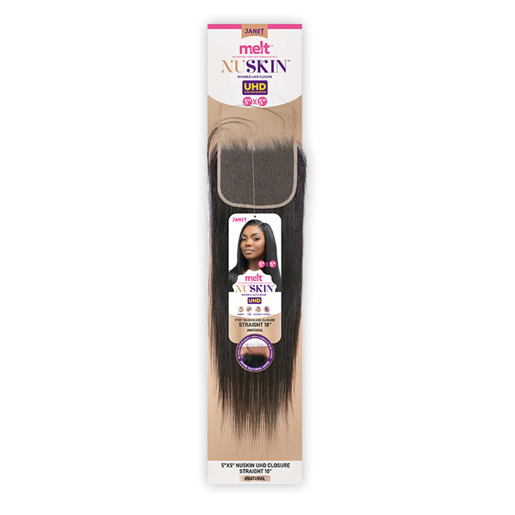 Janet Collection Natural Virgin Remy Human Hair Melt Nuskin 5x5 UHD Lace Closure Straight (10"-14")