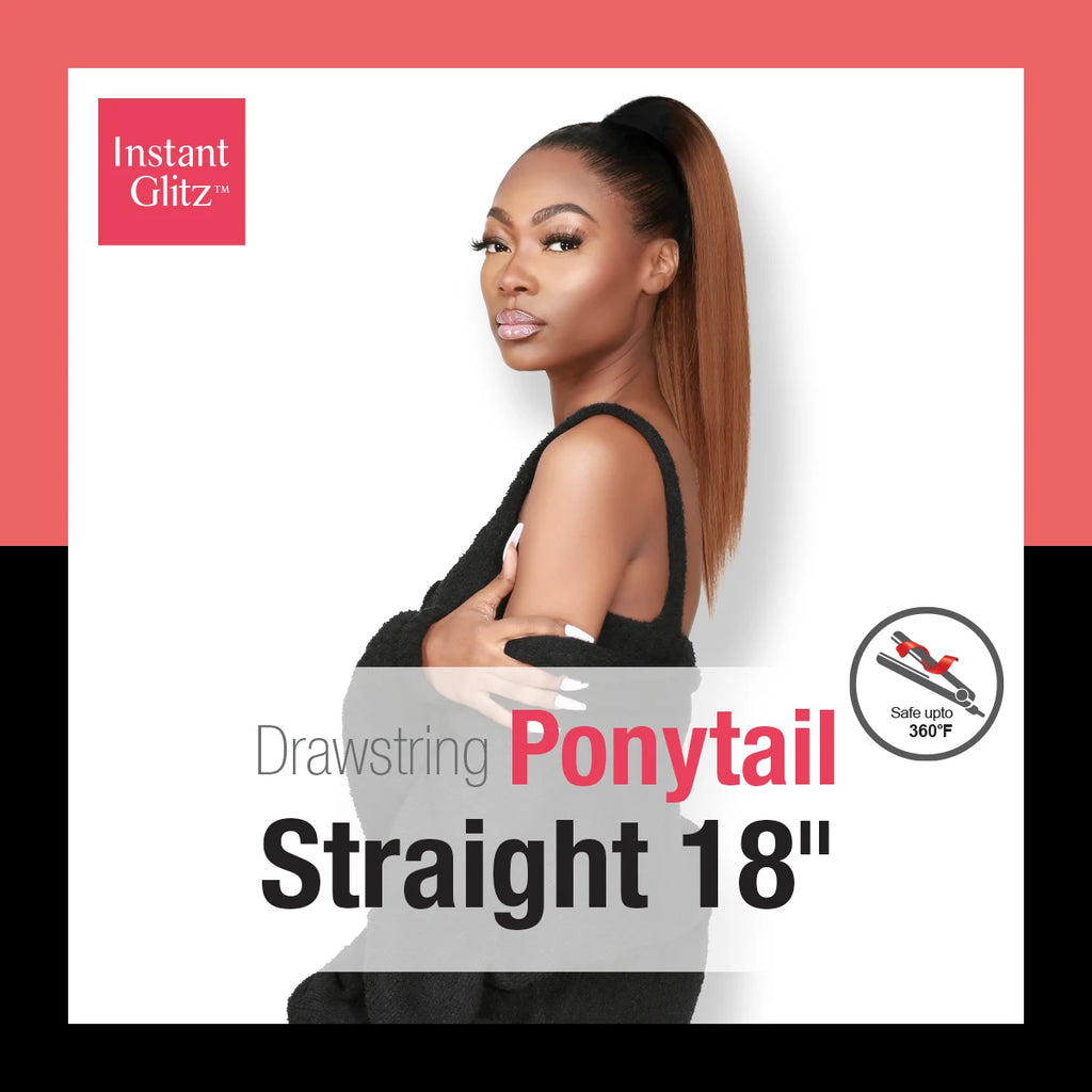 Instant Glitz Synthetic Drawstring Ponytail Straight 18"
