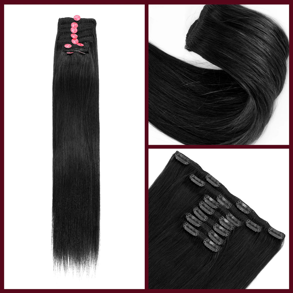 Starlet 100% Human Hair Seamless Clip In Extensions Straight 18"