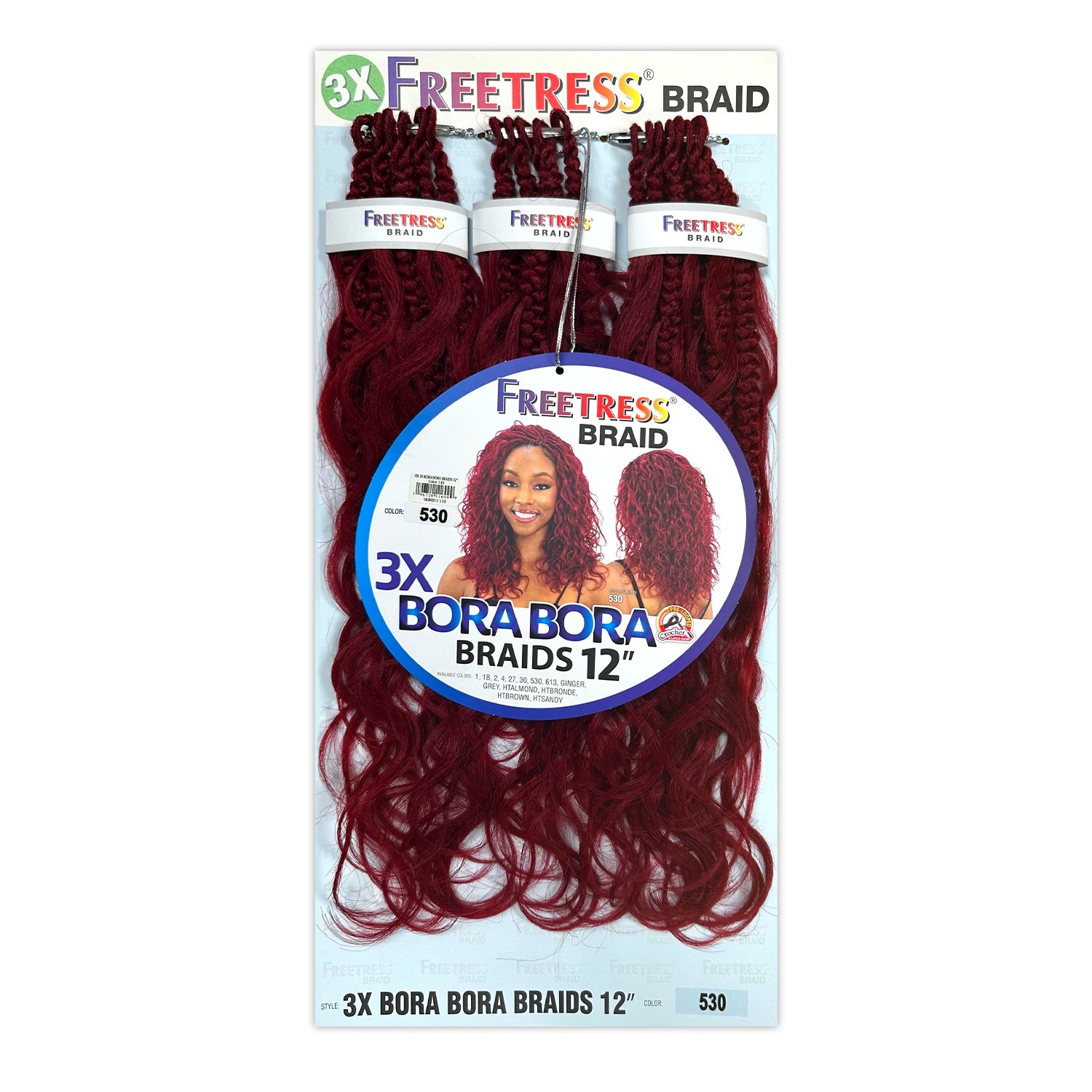 FreeTress Synthetic Crochet Braids 3X Bora Bora Braids 12"