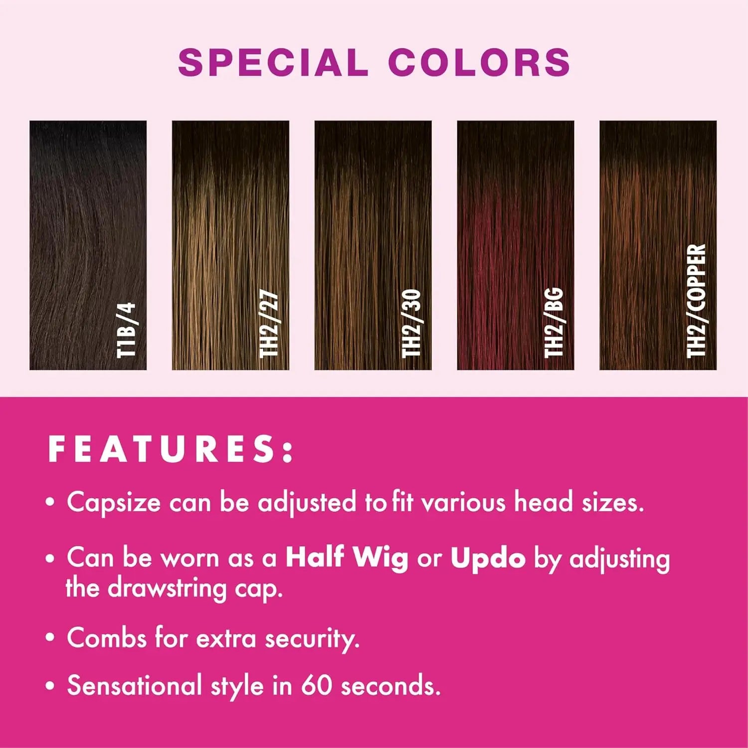 Sensationnel Instant Weave Half Wig Drawstring Cap IWD 19 - Long, Natural Volume, Quick Style, Perfect for Everyday Wear