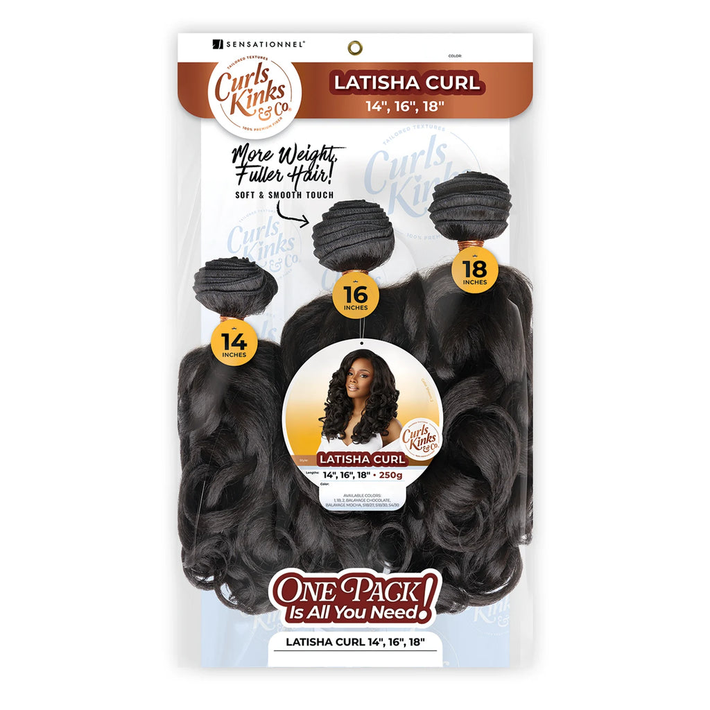 Sensationnel Synthetic Weave Curls Kinks N Co Bundles 3X Multi Pack Latisha Curl 14"16"18"