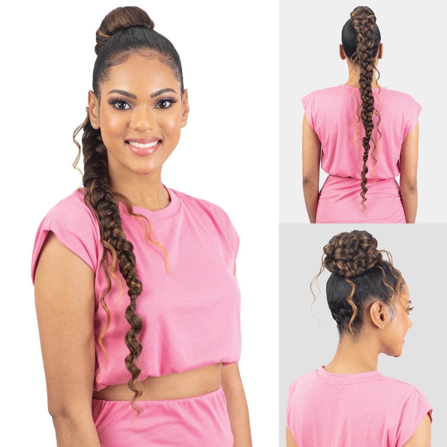 FreeTress Equal Drawstring Synthetic Ponytail Box Braided Boho Jumbo Braid Goddess Ponytail 30"