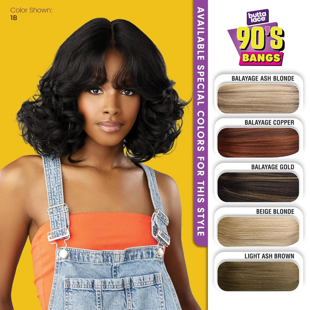 Sensationnel HD Lace Front Synthetic Wig Butta Lace Glueless 90'S Bangs Unit 914