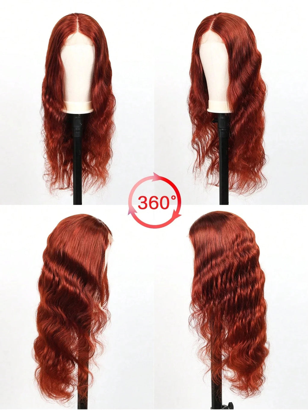 13x4 Auburn Colored Human Hair Lace Front Wigs Body Wave Glueless Wigs 180% Density Reddish Brown Lace Front Wigs 22 Inch