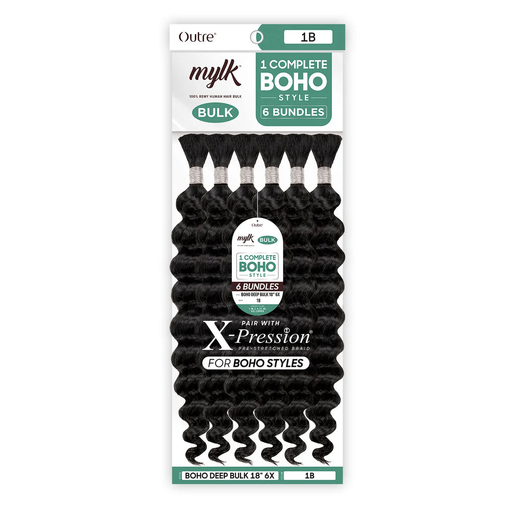 Outre Remi Human Hair Braids Mylk Boho Deep Bulk 18" 6X