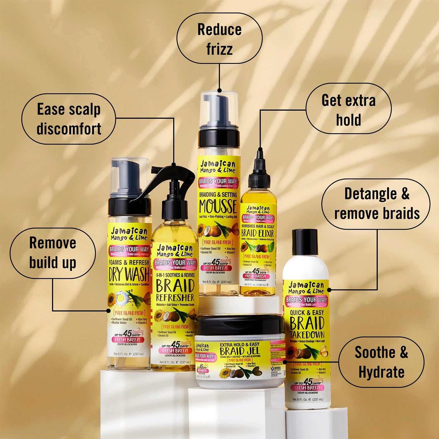 Jamaican Mango & Lime Braiding & Setting Mousse - Strong Hold, Defines Braids, Adds Shine, Lightweight Formula