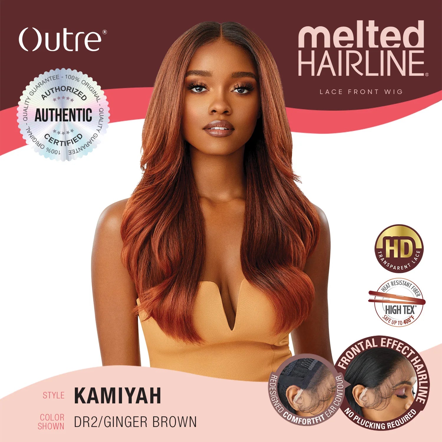 Outre Melted Hairline Glueless HD Lace Front Wig Kamiyah – Glueless, Pre-Plucked, Heat Safe