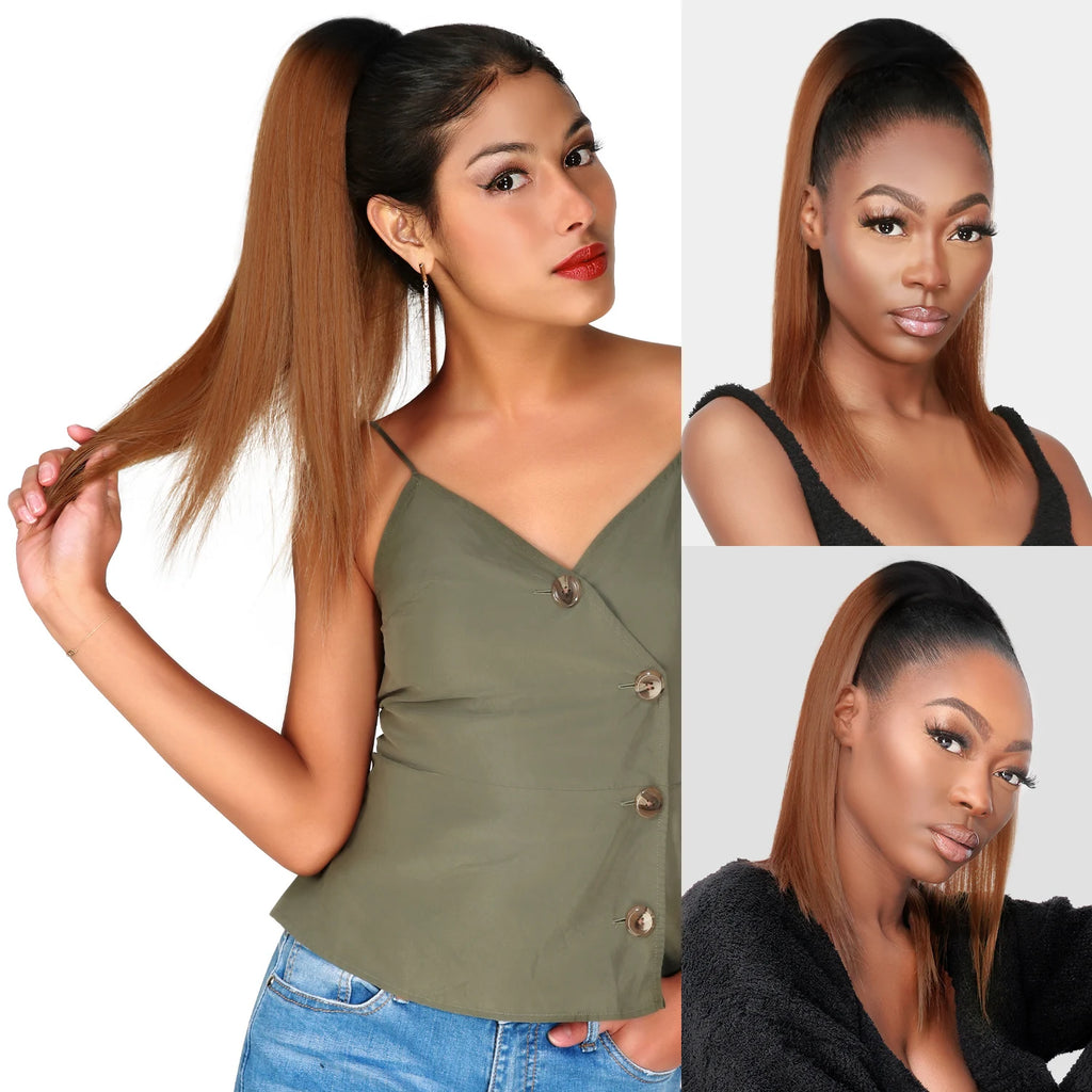 Instant Glitz Synthetic Drawstring Ponytail Straight 18"