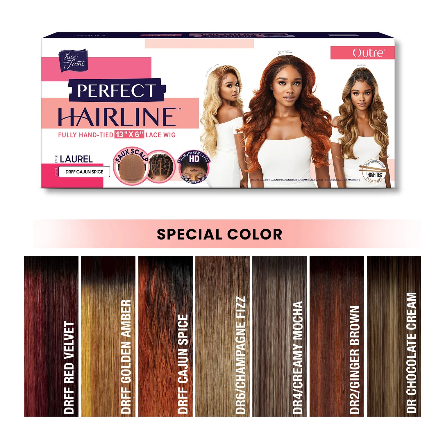 Outre Perfect Hairline Glueless HD Lace Front Wig Fully Hand-Tied 13X6 Lace Wig Laurel - Loose Wave Style, Easy Styling