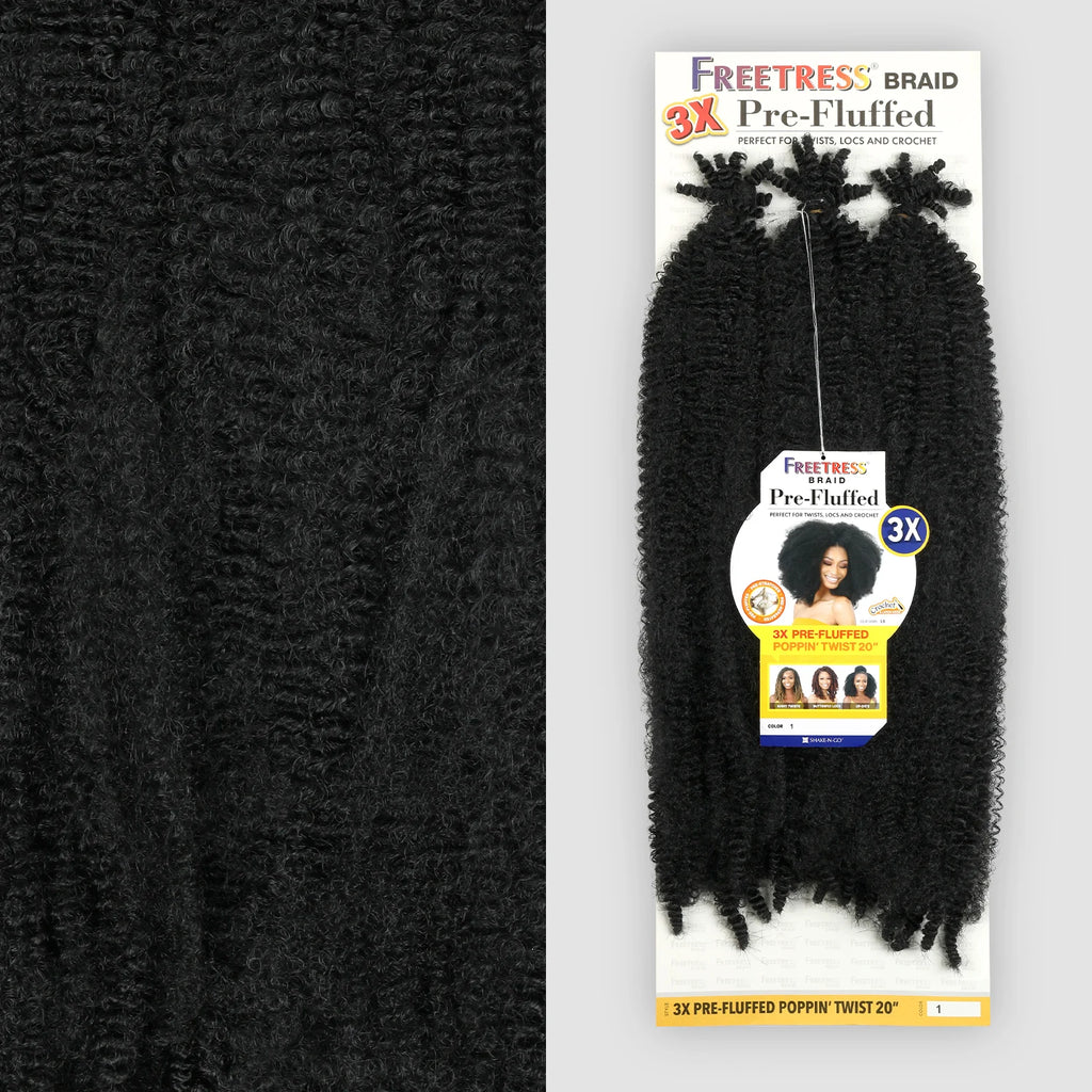 FreeTress Synthetic Crochet Braids 3X Pre-Fluffed Poppin Twist 20"