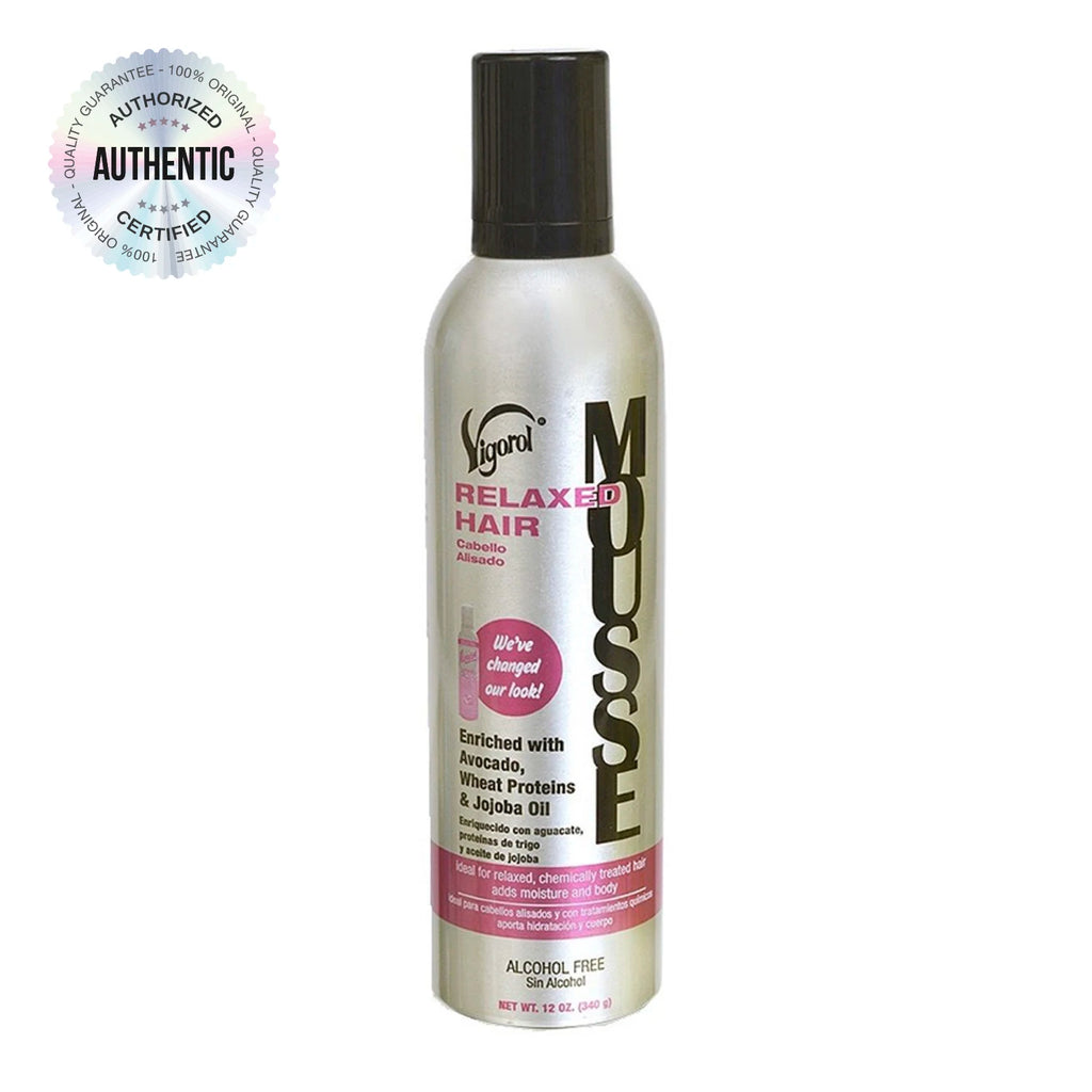 Vigorol Relaxed Hair Foaming Mousse 12oz - Softens & Smooths, Adds Shine, Perfect for Relaxed Hair