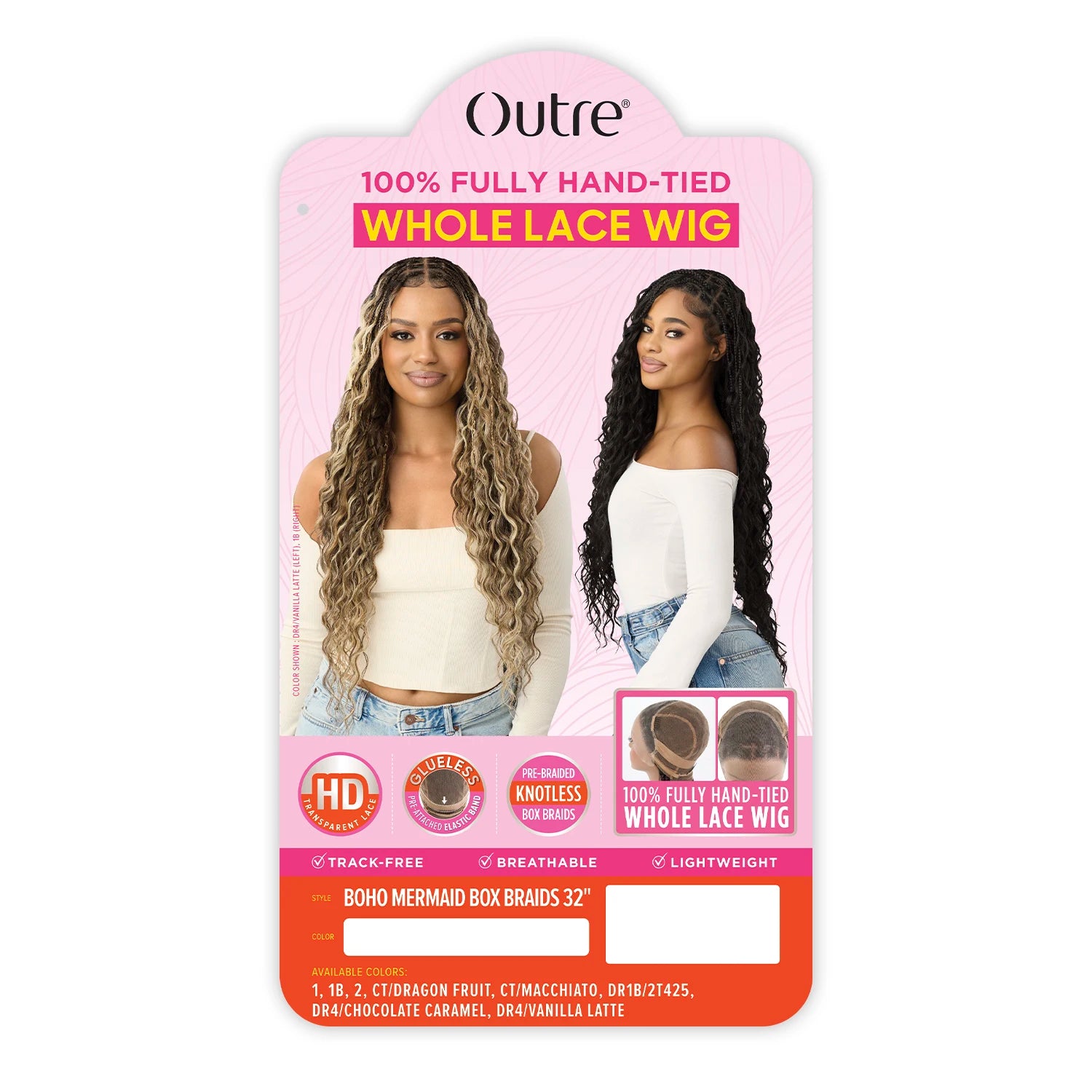 Outre HD Braided Whole Lace Synthetic Wig Glueless Knotless Boho Mermaid Box Braid 32"