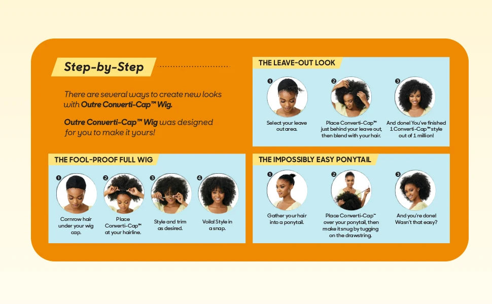Outre Wig Converti-Cap Dominican Bounce - Tight Curl Style, Natural Look, Easy to Install, Versatile Styling