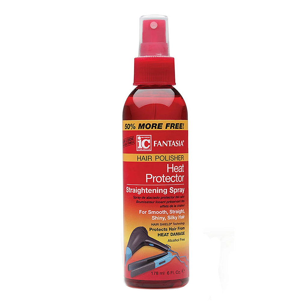 Fantasia IC Hair Polisher Heat Protector Straightening Spray 6oz - Shields from Heat, Reduces Frizz, Smooths Hair