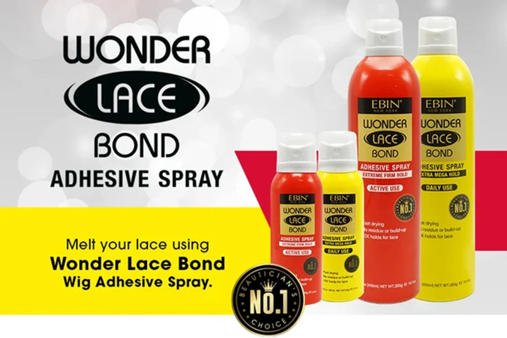 Ebin New York Wonder Lace Bond Adhesive Melting Spray Extreme Firm Hold Active Use - Ultra Strong Hold, Sweat & Water-Resistant