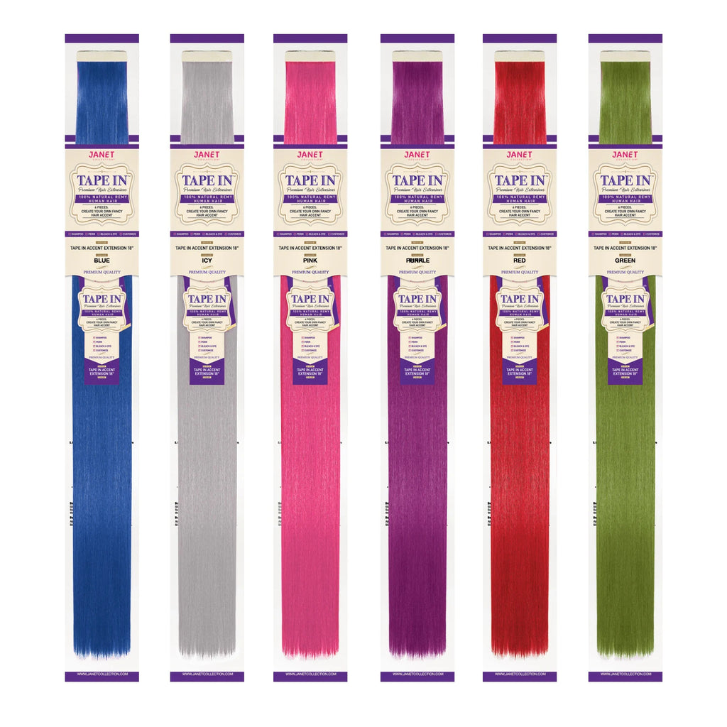 Janet Collection Natural Remy Human Hair Tape in Accent Extension 6Pcs