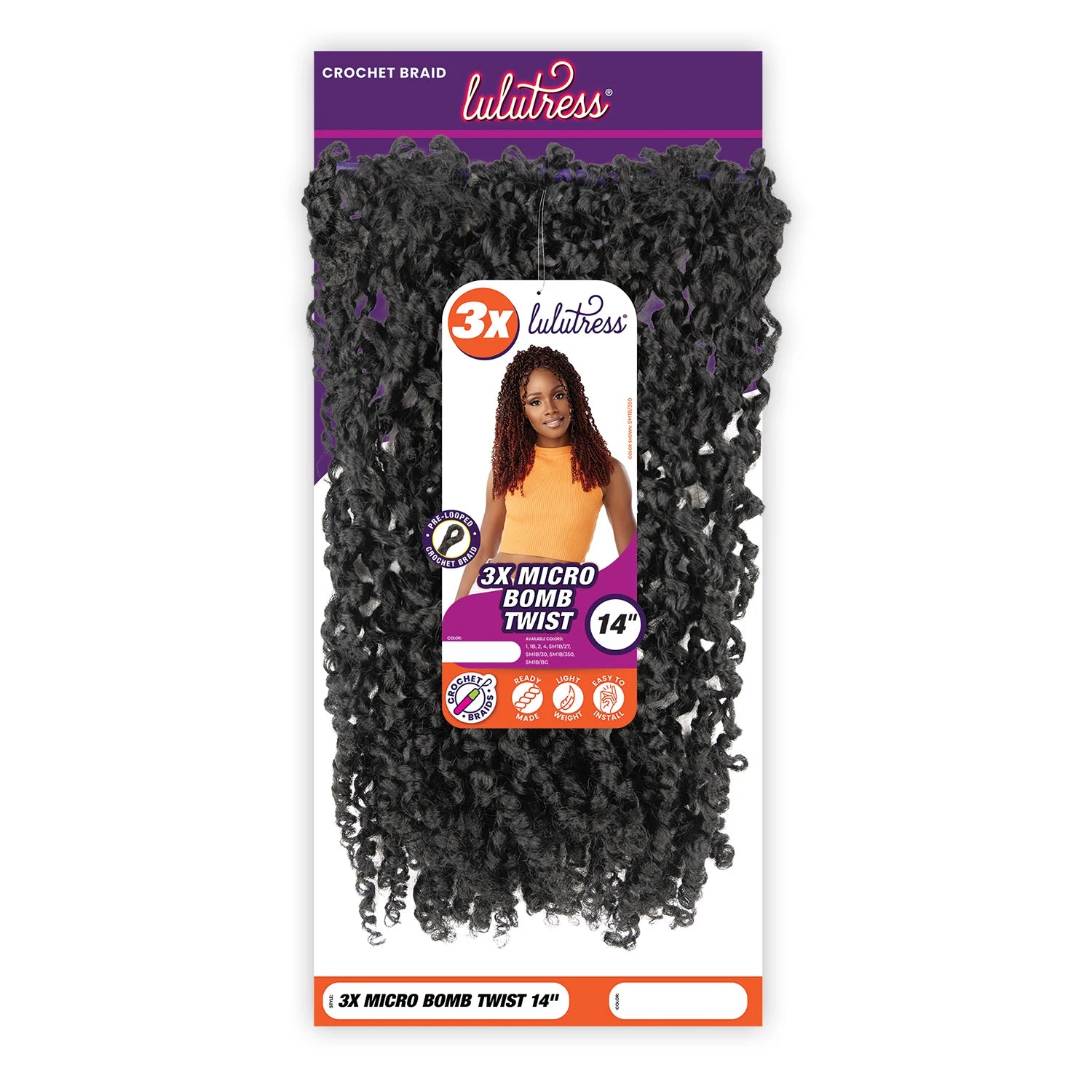 Sensationnel Crochet Braids Lulutress 3X Pre-Looped Micro Bomb Twist 14"