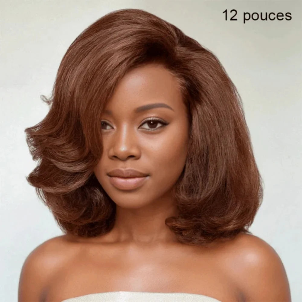 #4 Chocolate Brown 9x6 Lace Closure Bob Wig Human Hair Glueless Brown Natural Bob Short Water Wave Lace Front Wigs 300% Density