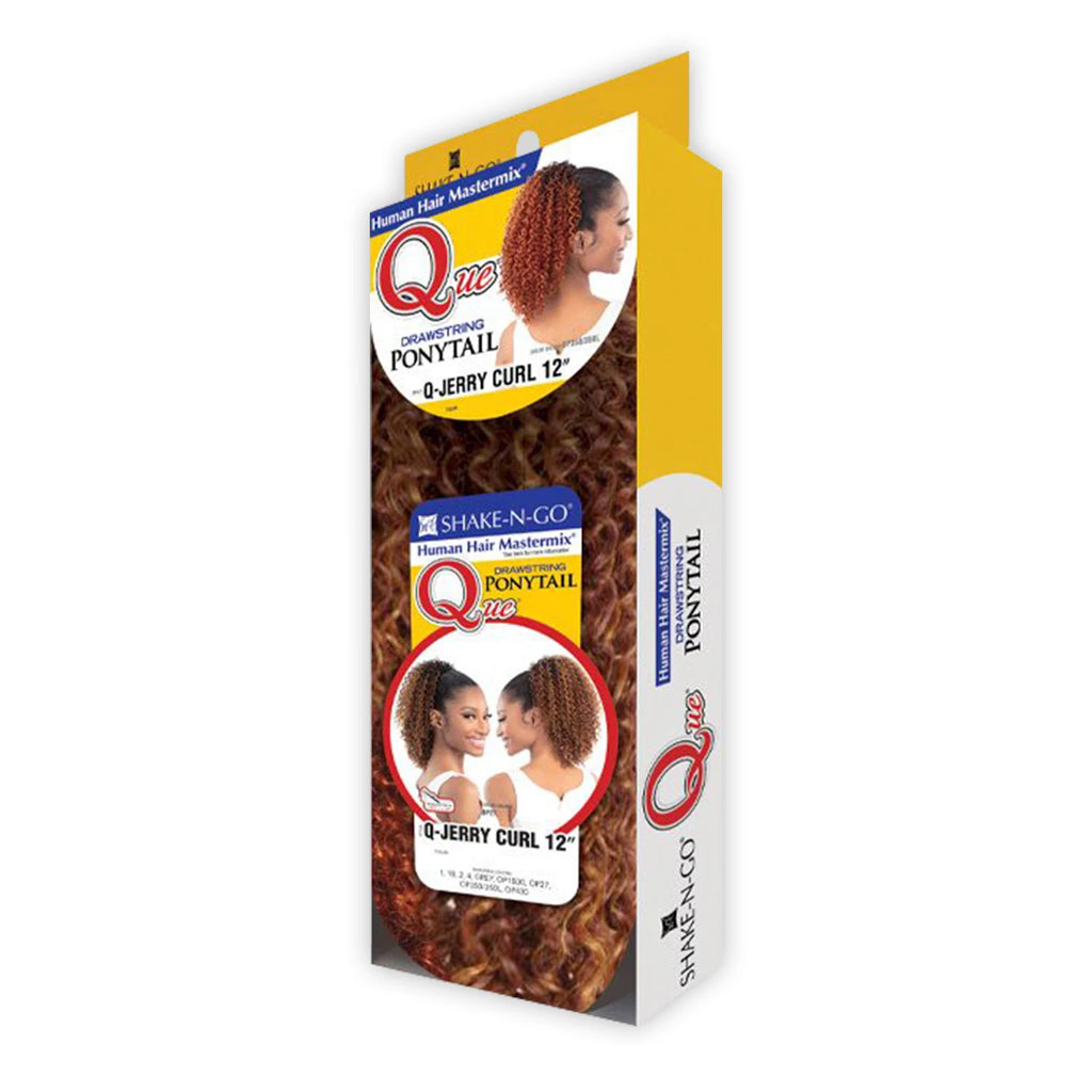 Milky Way Que Human Hair Blend Drawstring Synthetic Ponytail Q-Jerry Curl 12"