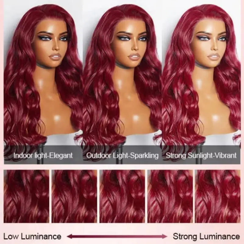 99J Burgundy Red Glueless Lace Front Human Hair Wig 13x4 Body Wave Wine Red Lace Front Wigs 7X5 Glueless 100% Human Hair On Sale