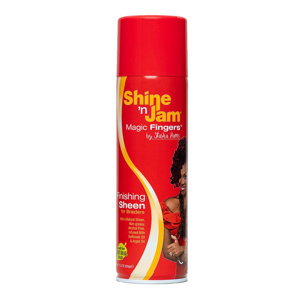 Shine 'n Jam Magic Fingers Hair Spray Finishing Sheen for Braiders 11.05oz - Adds Shine, Lightweight, Perfect for Braided Styles