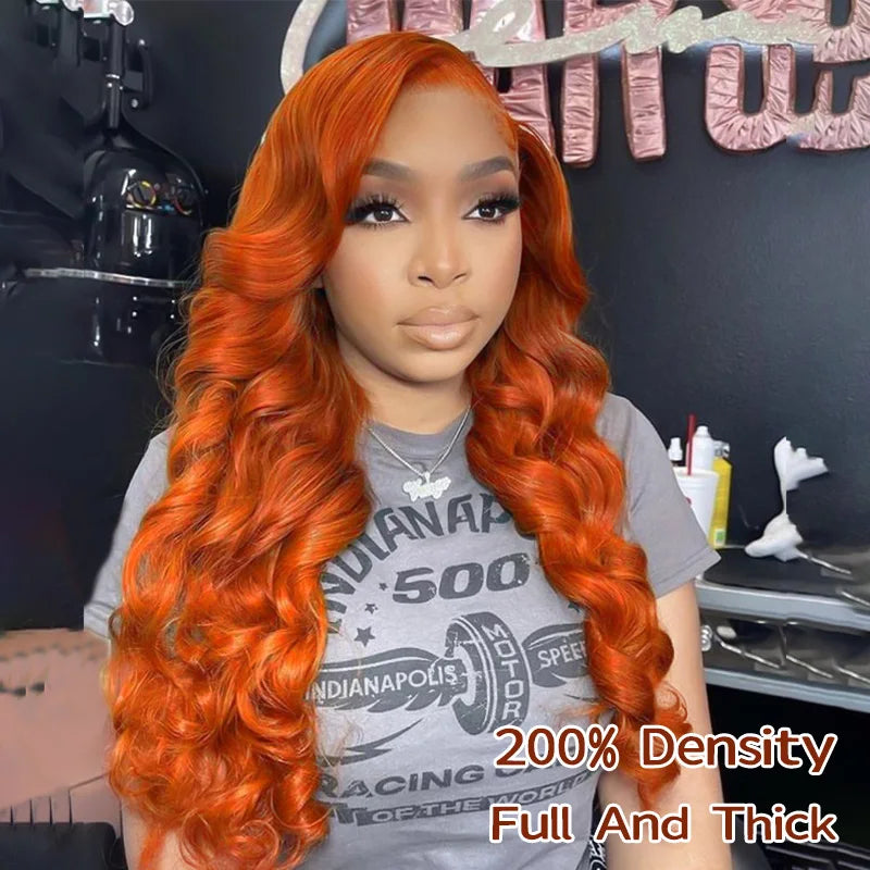 13x6 Orange Ginger Human Hair Wig Body Wave Human Hair Wig 100% Brazilian Colored 13x4 hd Lace Frontal Wig Virgin Human Hair Wig