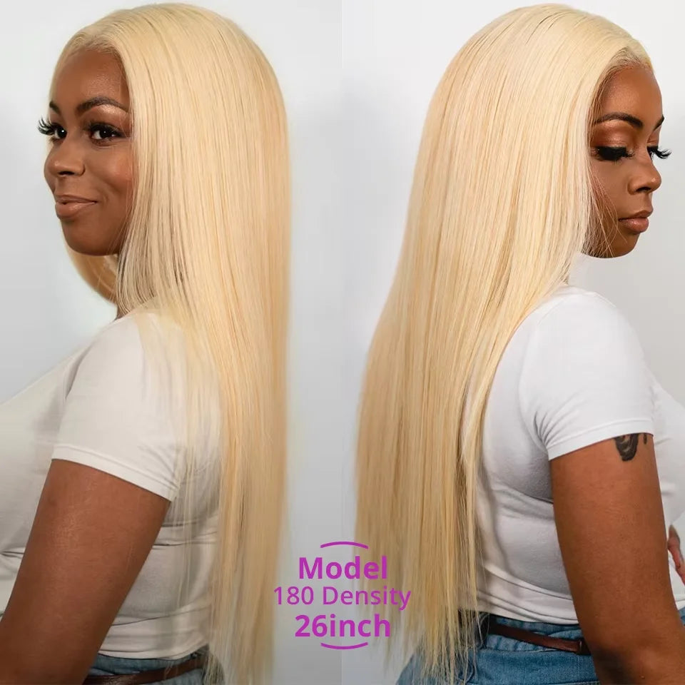 200% Density 13x6 HD Transparent Lace Front Wigs Straight Human Hair Wigs Wear and Go 613 Blond Lace Frontal Wig Human Hair