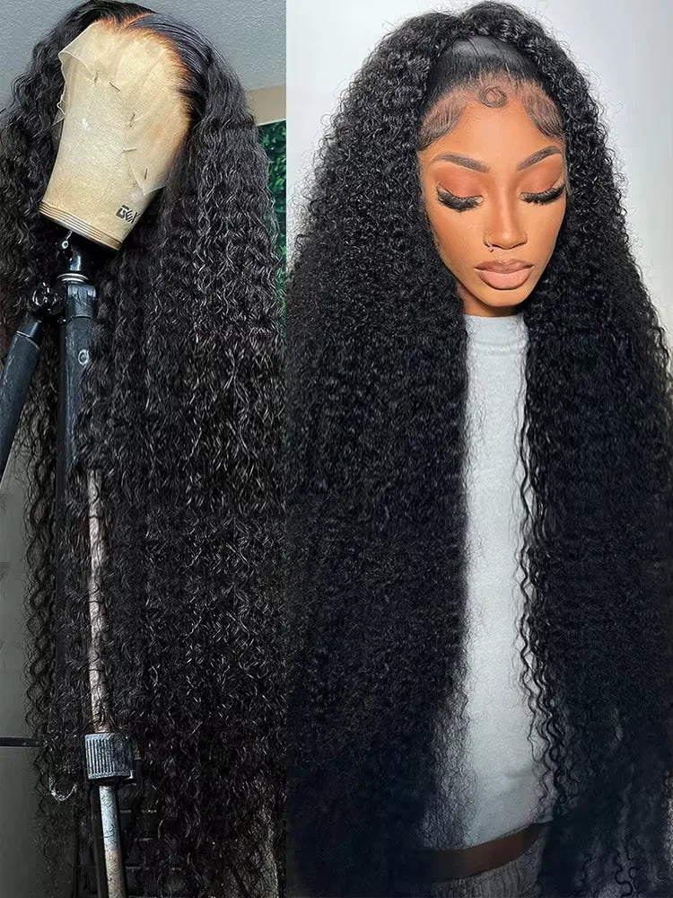 300% 13X6 13X4 HD Deep Wave Lace Frontal Wig Brazilian 40 46 Inch Water Curly Wear And Go 7x5 Glueless Human Hair Wigs For Women
