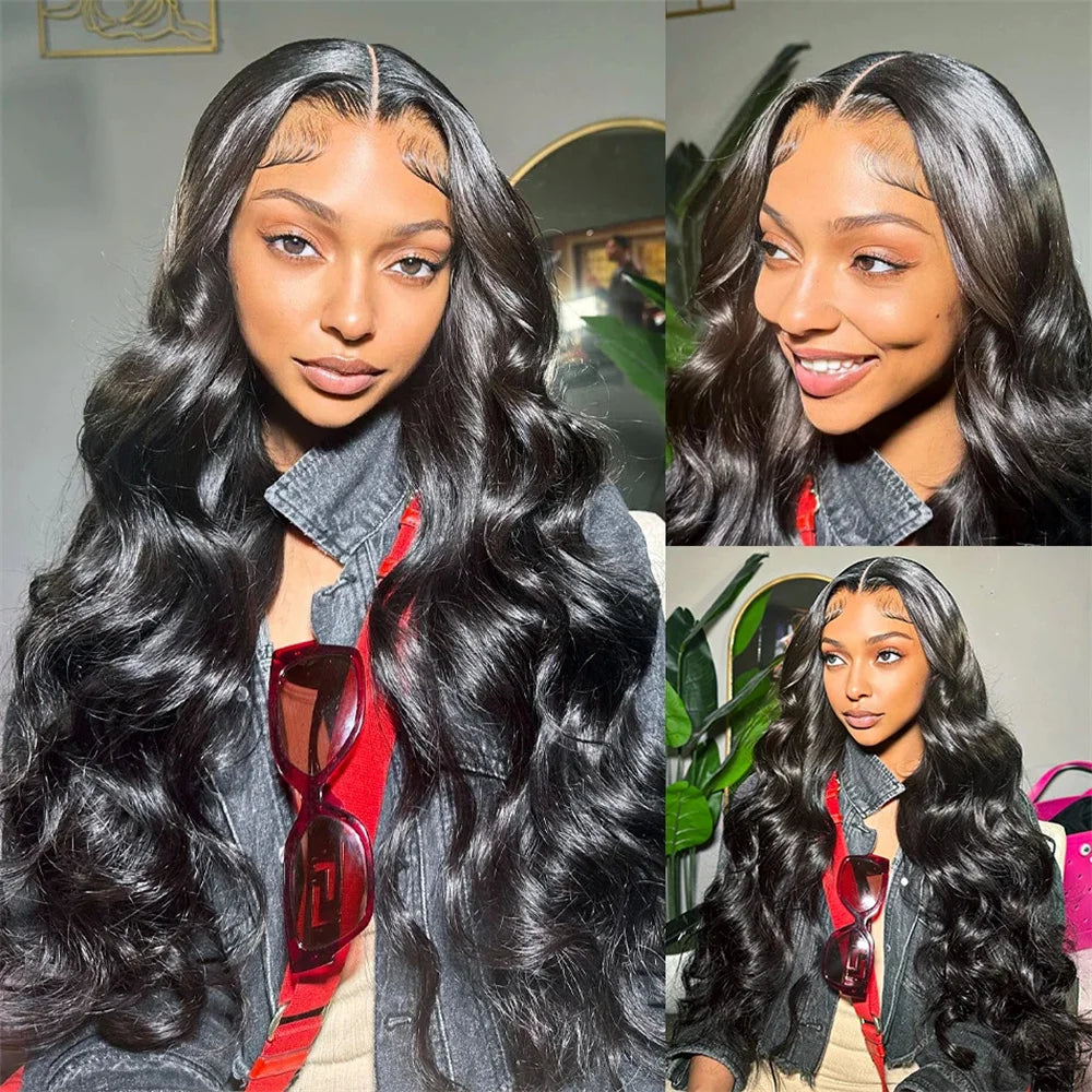 Wear and Go Glueless Wigs Human 26 Inch 13x4 Glueless Body Wave Wigs Human Hair 180% Density Natural Black for Women Pre Plucked