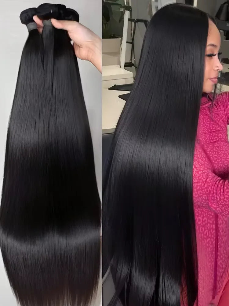 30 Inch Straight Human Hair Bundles 16A 4/5/6 Pcs 100% Human Hair Unprocessed Brazilian Raw Hair Bundle Extensions For Women