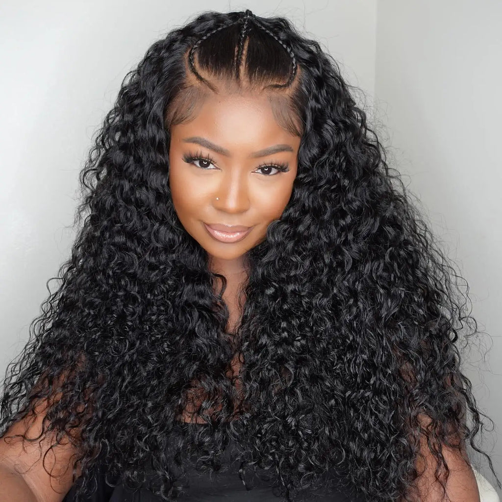 300% 13X6 13X4 HD Deep Wave Lace Frontal Wig Brazilian 40 46 Inch Water Curly Wear And Go 7x5 Glueless Human Hair Wigs For Women